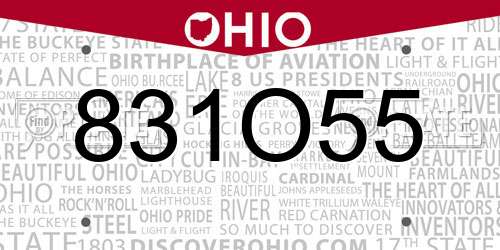 831O55 Ohio License Plate