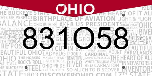 831O58 Ohio License Plate