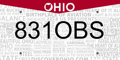831OBS Ohio License Plate