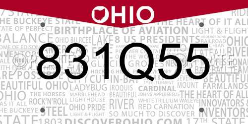 831Q55 Ohio License Plate