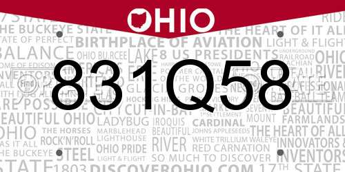 831Q58 Ohio License Plate