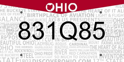 831Q85 Ohio License Plate