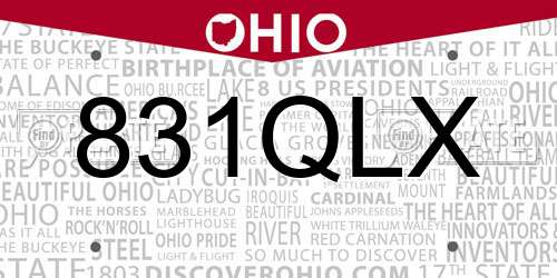 831QLX Ohio License Plate