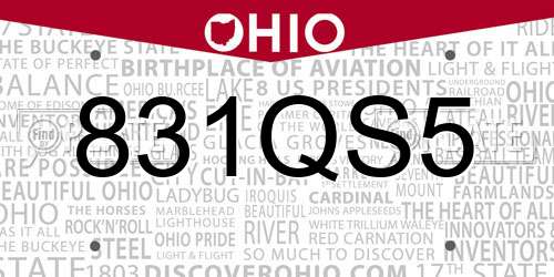 831QS5 Ohio License Plate