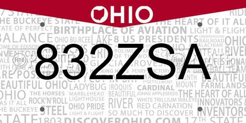 832ZSA Ohio License Plate