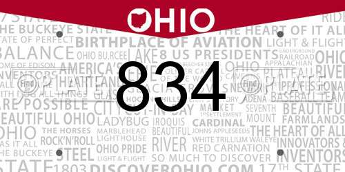 834 Ohio License Plate