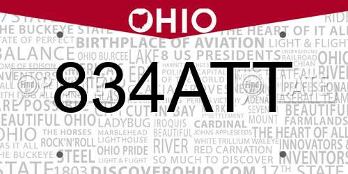 834ATT Ohio License Plate