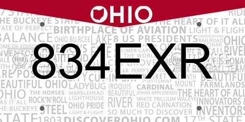 834EXR Ohio License Plate