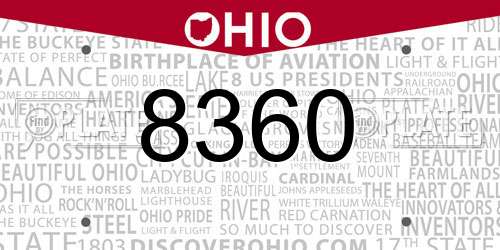 8360 Ohio License Plate