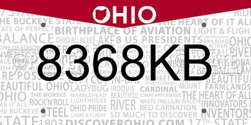 8368KB Ohio License Plate