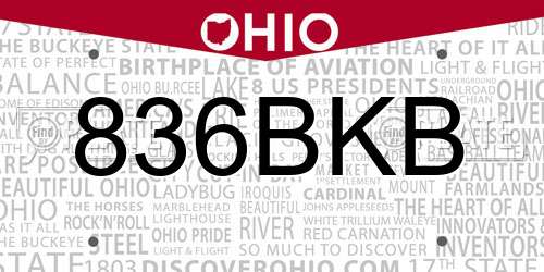 836BKB Ohio License Plate