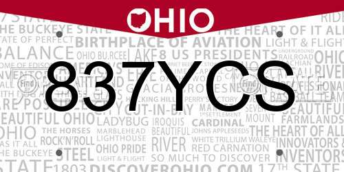 837YCS Ohio License Plate