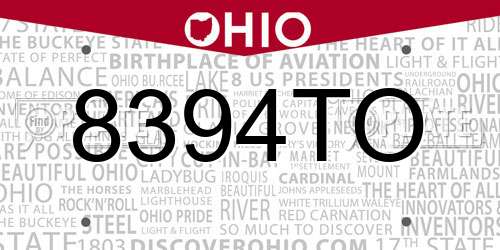 8394TO Ohio License Plate