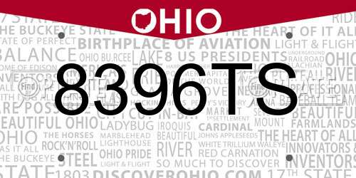 8396TS Ohio License Plate