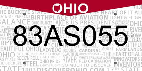 83AS055 Ohio License Plate