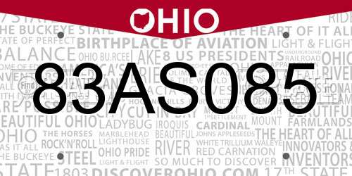 83AS085 Ohio License Plate