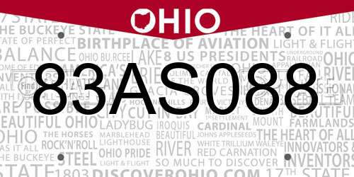 83AS088 Ohio License Plate