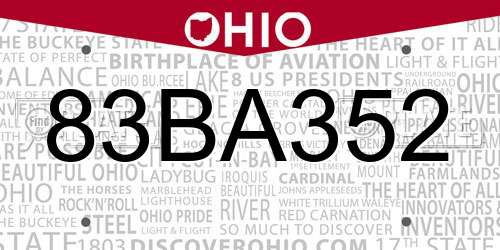 83BA352 Ohio License Plate