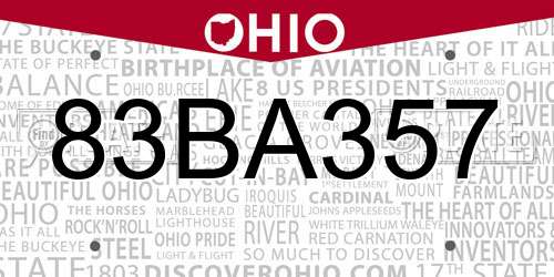 83BA357 Ohio License Plate