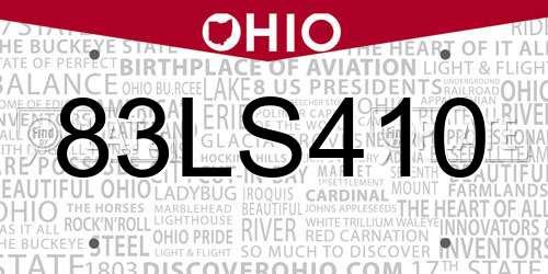 83LS410 Ohio License Plate