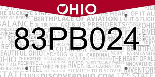 83PB024 Ohio License Plate