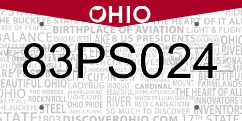 83PS024 Ohio License Plate