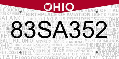 83SA352 Ohio License Plate