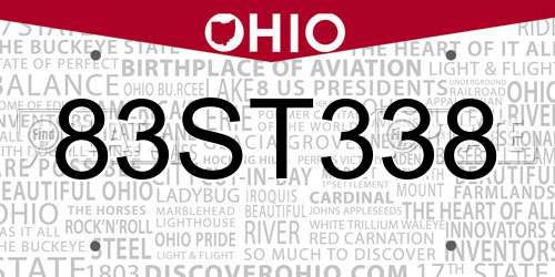 83ST338 Ohio License Plate