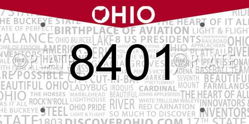 8401 Ohio License Plate
