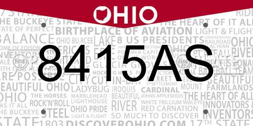 8415AS Ohio License Plate