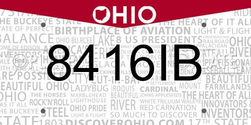 8416IB Ohio License Plate