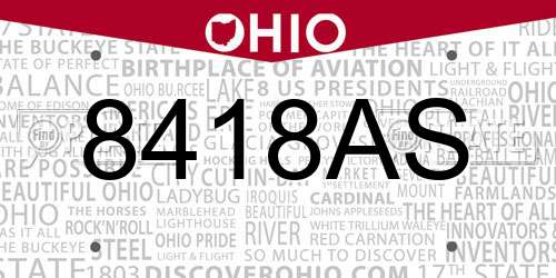 8418AS Ohio License Plate