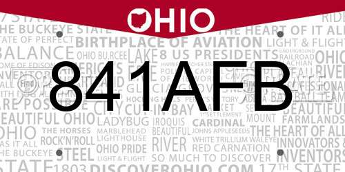 841AFB Ohio License Plate