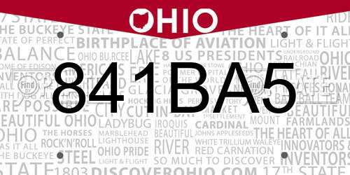 841BA5 Ohio License Plate