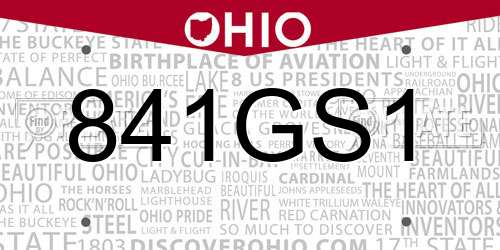 841GS1 Ohio License Plate