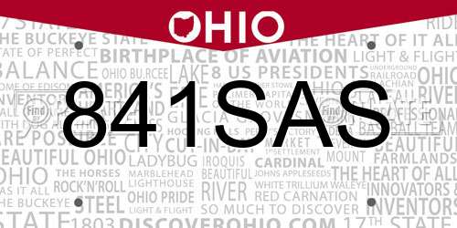 841SAS Ohio License Plate