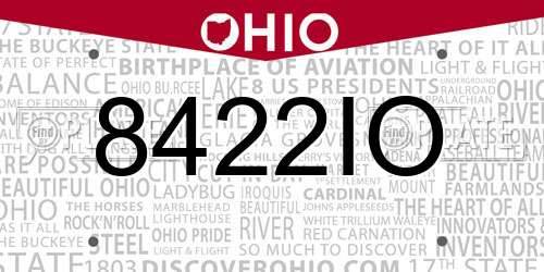 8422IO Ohio License Plate