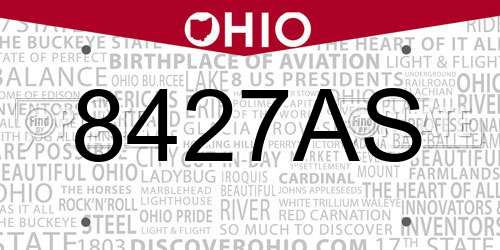 8427AS Ohio License Plate
