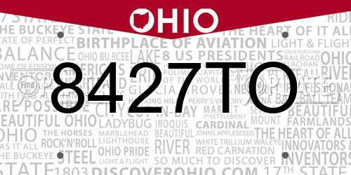 8427TO Ohio License Plate