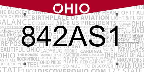 842AS1 Ohio License Plate