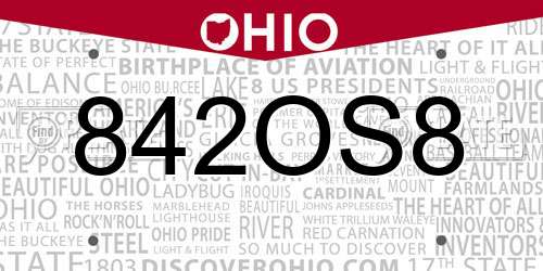 842OS8 Ohio License Plate