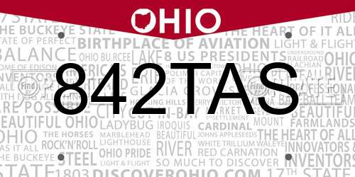842TAS Ohio License Plate