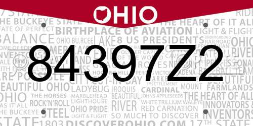 84397Z2 Ohio License Plate
