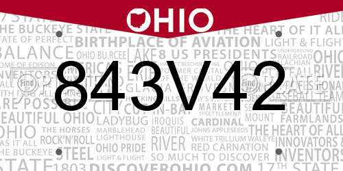 843V42 Ohio License Plate