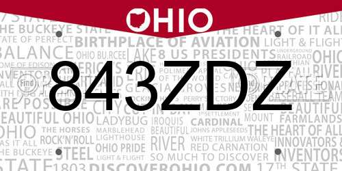 843ZDZ Ohio License Plate