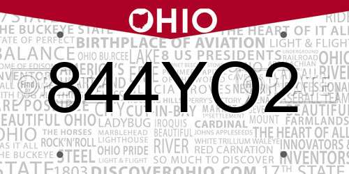 844YO2 Ohio License Plate
