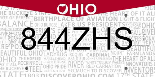 844ZHS Ohio License Plate