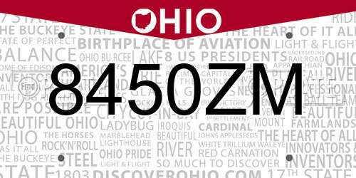 8450ZM Ohio License Plate