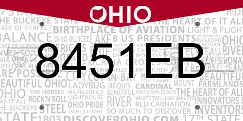 8451EB Ohio License Plate