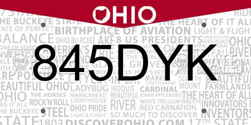 845DYK Ohio License Plate